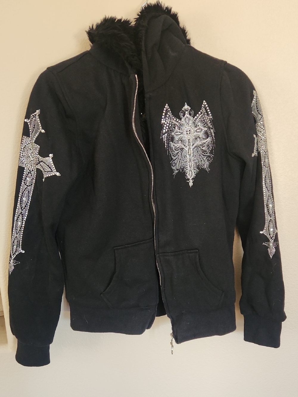 Cello Black Hoodie with Silver Crest Label